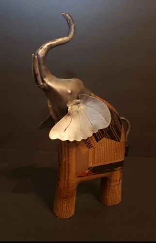 Scultura elefante decoupage - scultura,