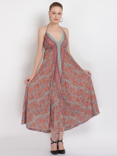 Maxi abito donna con scollo - , a