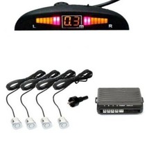 KIT 4 SENSORI DI PARCHEGGIO AUTO SUV DISPLAY LED CICALINO GRIGIO GRIGI SILVER