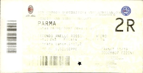 Biglietto stadio serie milan - biglietto,