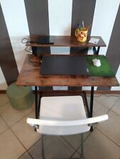 Scrivania Tavolo Postazio PC Computer in Metallo e Legno