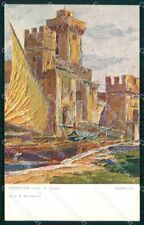 Brescia Sirmione Lago di Garda Castello Barca a Vela Polesello cartolina RT0981