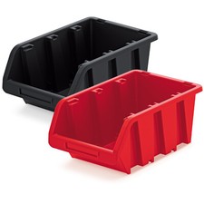 Set di 10 Contenitori a Bocca di Lupo Box 39x24x18 cm in plastica rosso nero