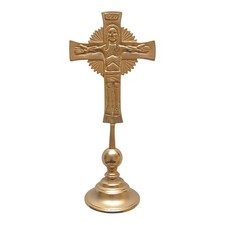 *HH* Crocifisso In Ottone Lucido Croce Sacra Religiosa Votiva Devozionale Crux