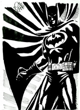 Bob Kane Batman dipinto artistico vintage firmato disegno vecchia carta us