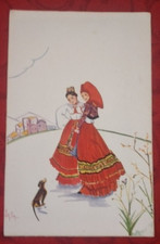 9318 CARTOLINA COSTUMI DI SARDEGNA OLOLLAI TEMPERA DI LELY LOY 1930ca