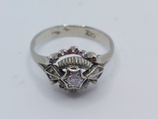 Anello antico da donna in oro bianco 18 kt con zaffiro bianco