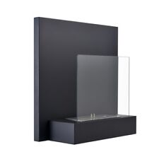 Camino a Bioetanolo da Parete Nero Caminetto con Vetro Stufa Fiamma Vera