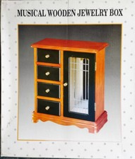 musical wooden jewerly box portagioie musicale con specchio armadio legno