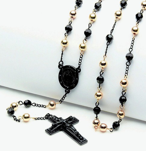 Collana uomo rosario - 28", croce