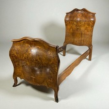 Letto singolo in legno Antico stile barocco Legno di Noce intarsiato epoca ' 900