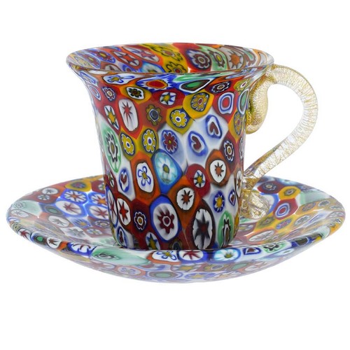 Tazza piattino millefiori - piattino,