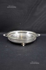 Vassoio / Antipastiera Con Manici, Argentato + Piatto Vetro Made In Canada, 26 C