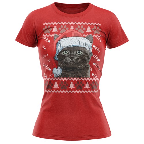 Shirt natalizia gatto pelo - gatto,