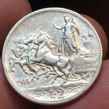 2 lire ARGENTO quadriga 1914