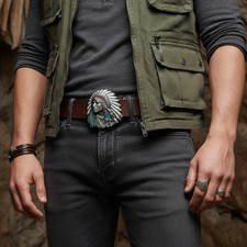 Uomo Metallo Argento Western