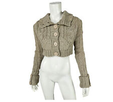 Maglione maglia donna ragazza top avvitata beige corto OUTLET -50%