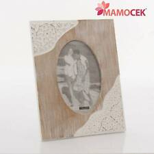 CORNICE Portafoto legno intarsiato ovale 17x22 bomboniera battesimo shabby