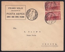 Primo Volo Genova-Roma 7/4/26 fermo posta Genova c.60 francescano coppia vertic.