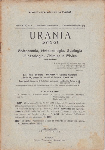 Urania rivista 1925 - rivista,, anno