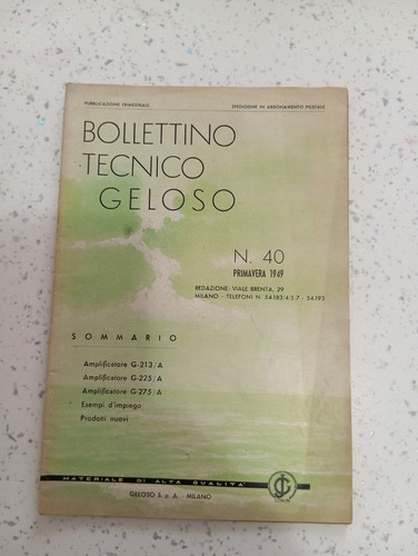 Bollettino tecnico geloso - geloso, n