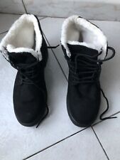 polacchine donna Scamosc.nero,Nuove Mai Indossate Interno Pelliccia Bianca N.37