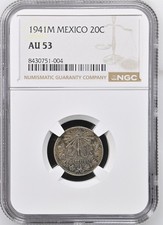 1941 M Mexico 20C NGC AU 53