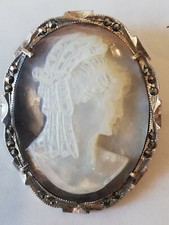 Cammeo vintage in argento 800 punzonato da spilla 