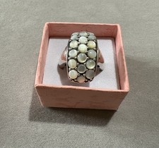 Anello Fascia Argento 925 E Labradorite Taglio Tondo Peso 12.5 GR Diametro 18.2 