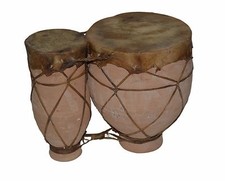 Djembe marocchino doppio tamburo bongo africano Congo artigianale fatto a mano argilla media