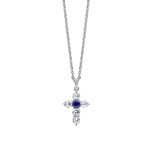 Ciondolo croce argento rodiato