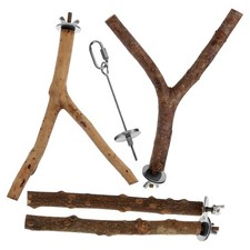  Supporto per trespolo in legno per uccelli da compagnia da 4 pezzi con