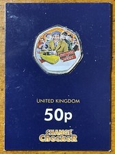 UK - MONETA 50 PENCE 2014 COLORATO IN FOLDER CHANGE CHECKER ADESIVO ONLY FOOLS