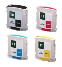 4 Cartucce per HP No. 10+11