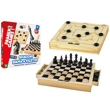 GIOCO SCACCHI DAMA FILETTO IN LEGNO