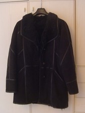Giaccone montone donna nero, vera pelle scamosciata, interno in pelliccia, tg 48