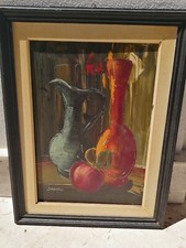 Antico Dipinto Olio Tavola Natura Morta Beppe Serafini 1915/1987???? 50x35cm