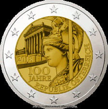 AUSTRIA 2 € EURO 2018  " 100° DELLA REPUBBLICA AUSTRIACA " FDC BU ST DA ROTOLINO