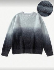 Maglione fuzzy sfumato grigio/nero – stile minimal streetwear, taglio oversize