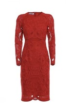 Blumarine Lace Silhouette Dress IT38 Longsleeve Dress In Red Ceremonial Dress