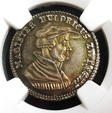 Svizzera: Zurigo. Medaglia D'Argento Cantonale "Zwingli" Ducato 1819 MS64 NGC.