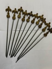 spiedini vintage in acciaio e ottone per barbecue