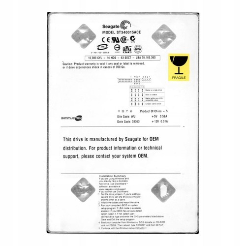 Seagate st340015ace hard - st340015ace,