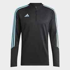 Adidas Uomo Tiro 23 1/4 Zip Club Training Top - Nero/Bliss Blu (prezzo consigliato £ 38)