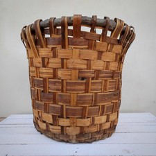 Grande e antico cesto il legno di castagno intrecciato primi anni 900