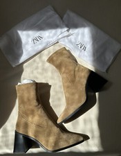 Zara Suede heeled ankle boot -