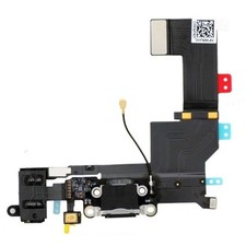 PER APPLE IPHONE 5S NERO FLAT FLEX DI RICARICA CONNETTORE DOCK DI RICAMBIO OEM -
