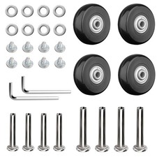 Pizsieat 4 Pezzi Ruote Trolley Ricambio Gomma per Valigia 40 x 18mm Rotelle