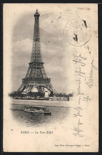 Cartolina parigi tour - cartolina, parigi,