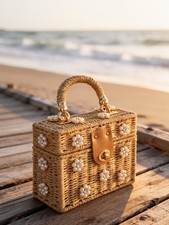  Borsa a mano in rattan con